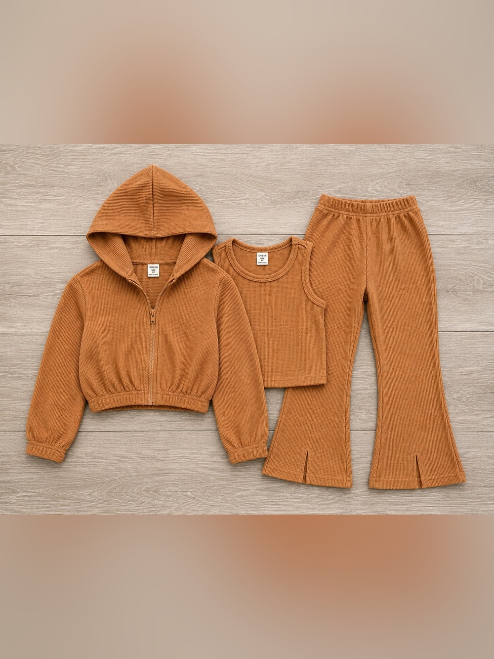 SHEIN Girls 3 Piece Waffle Knit Set 6Y